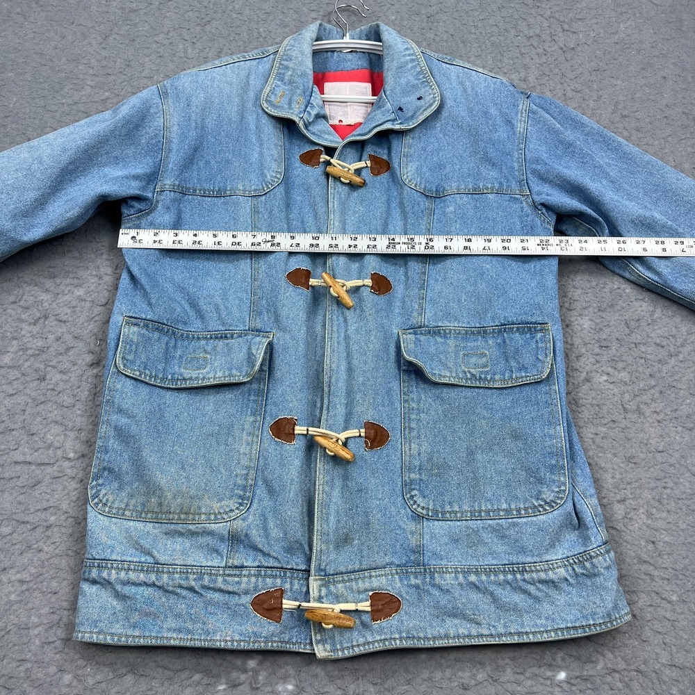 Vintage Denim Jacket Women's Small Blue Toggle Clasp Closure Retro Lined Coat‎ - Picture 9 of 14